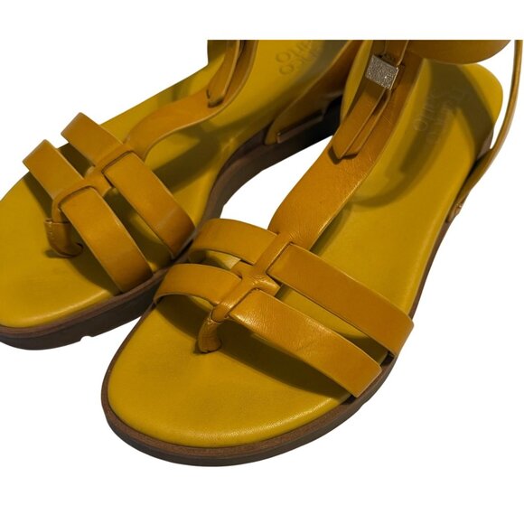 8.5 Womens Franco Sarto Dosha Mustard Gold Yellow Gladiator Sandals Shoes - Picture 2 of 10